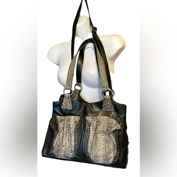 ❣️Real Snake + Lambskin Leather ❣️Bag❣️ - Picture 1 of 15